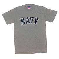Navy Midshipmen T-shirt By Champion, Arched Print, Oxford Gray