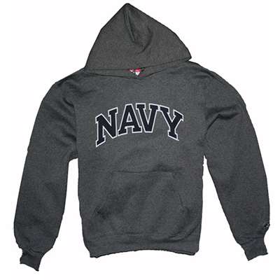Navy Midshipmen Hooded Sweatshirt By Champion, Arched Print, Granite