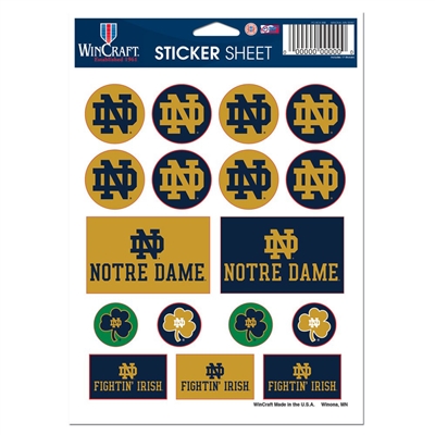 Notre Dame Fighting Vinyl Sticker Sheet - 5" x 7"
