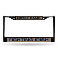 Notre Dame Fighting Irish Inlaid Acrylic Black License Plate Frame - Gold
