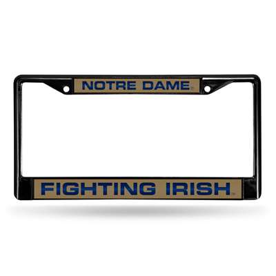 Notre Dame Fighting Irish Inlaid Acrylic Black License Plate Frame - Gold
