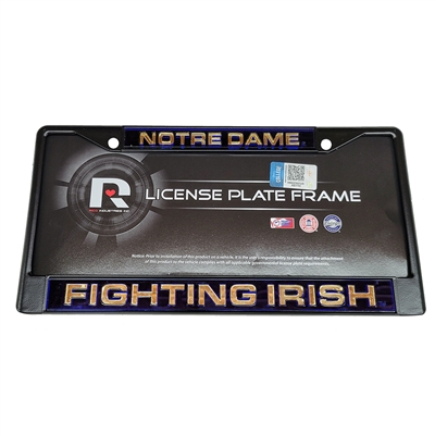Notre Dame Fighting Irish Inlaid Acrylic Black License Plate Frame - Navy