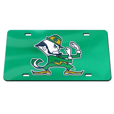 Notre Dame Fighting Irish Mirrored Acrylic License Plate Green 