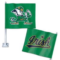 Notre Dame Fighting Irish Car Flag - Green