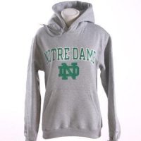 Notre Dame Hooded Sweatshirt - Notre Dame Arched Above Interlocking Nd - By Champion - Heather