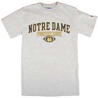 Notre Dame Football T-shirt - Notre Dame Arched Above "fighting Irish" - By Champion - Oxford Gray