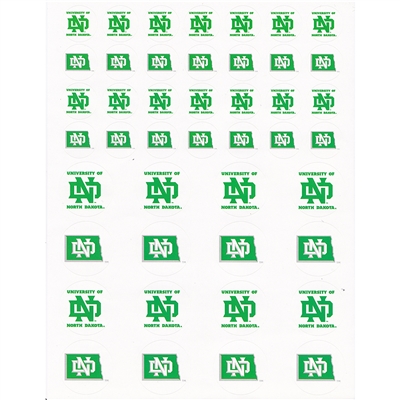 North Dakota Fighting Sioux Small Sticker Sheet - 2 Sheets
