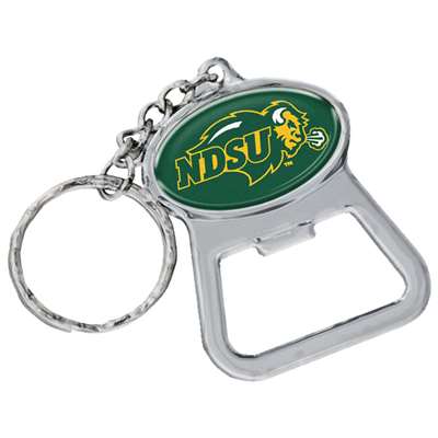 North Dakota State Bison Metal Key Chain And Bottle Opener W/domed Insert