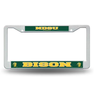 North Dakota State Bison White Plastic License Plate Frame