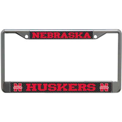 Nebraska Cornhuskers Metal License Plate Frame - Carbon Fiber