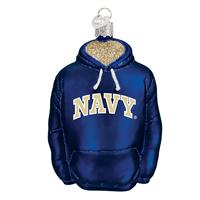 Navy Midshipmen Glass Christmas Ornament - Hoodie