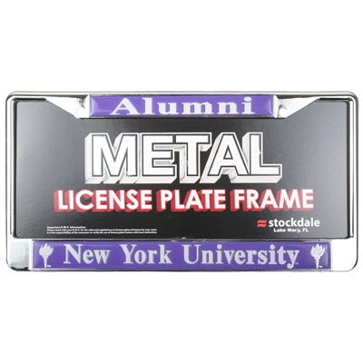 NYU Violets Alumni Metal License Plate Frame W/domed Insert