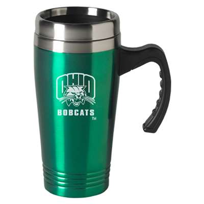 Ohio Bobcats Engraved 16oz Stainless Steel Travel Mug - Green