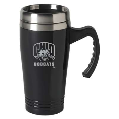 Ohio Bobcats Engraved 16oz Stainless Steel Travel Mug - Black