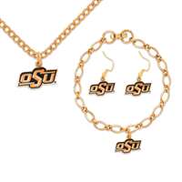 Oklahoma State Cowboys Jewelry Set - Earrings Bracelet and Necklace