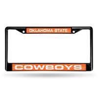 Oklahoma State Cowboys  Inlaid Acrylic Black License Plate Frame