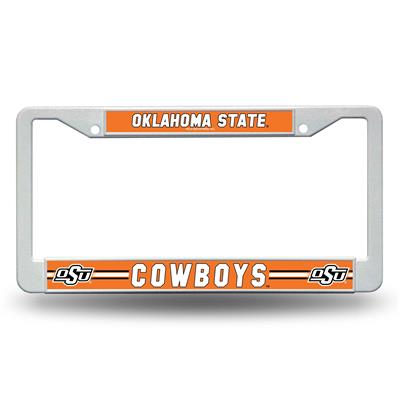 Oklahoma State Cowboys White Plastic License Plate Frame