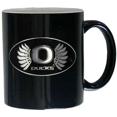 Oregon Ducks 11oz Black Ceramic Mug - Oregon Ducks Wings Design