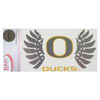 Oregon Ducks Wings Logo Decal - Chrome/Yellow  - 6" x 3.5"