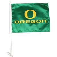 Oregon Ducks Car Flag - Green with Yellow O