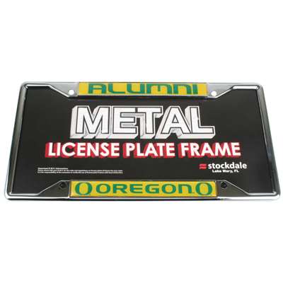 Oregon Ducks Alumni Metal License Plate Frame W/domed Insert - Silver Frame