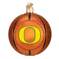 Oregon Ducks Glass Christmas Ornament - Basketball