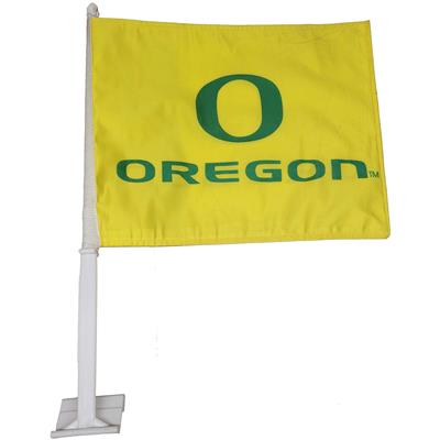 Oregon Ducks Car Flag - Yellow with Green O