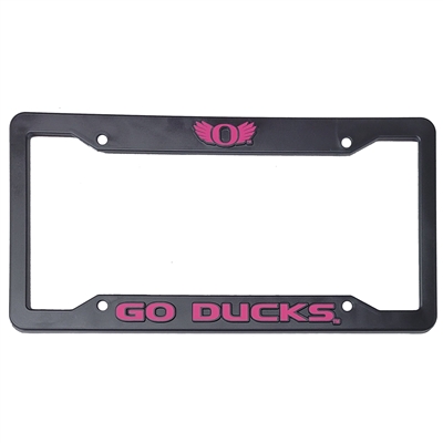 Oregon Ducks Plastic License Plate Frame - Go Ducks - Pink