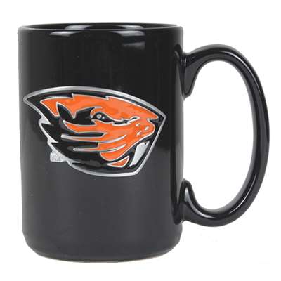Oregon State Beavers 15oz Black Ceramic Mug - Mascot Logo