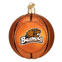 Oregon State Beavers Glass Christmas Ornament - Basketball
