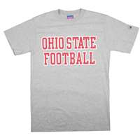 Ohio State T-shirt - Ohio State Straight Over "football" - By Champion - Oxford Gray