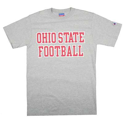 Ohio State T-shirt - Ohio State Straight Over "football" - By Champion - Oxford Gray