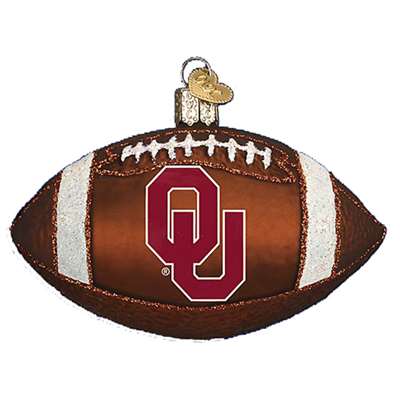 Oklahoma Sooners Glass Christmas Ornament - Football
