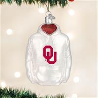 Oklahoma Sooners Glass Christmas Ornament - Hoodie