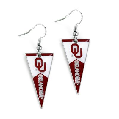 Oklahoma Sooners Dangler Earrings - Pennant