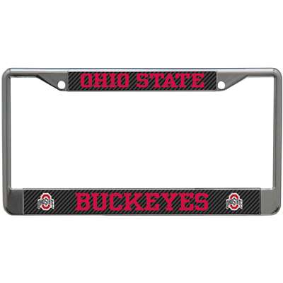 Ohio State Buckeyes Metal License Plate Frame - Carbon Fiber