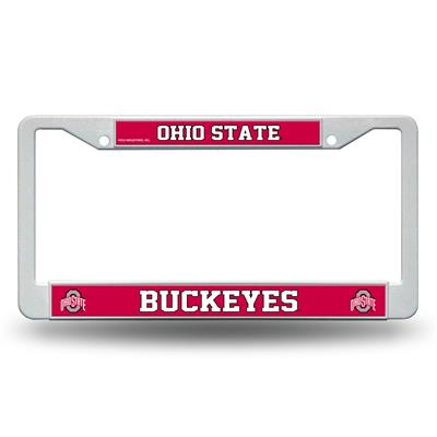 Ohio State Buckeyes White Plastic License Plate Frame