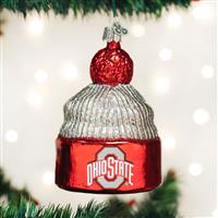 Ohio State Buckeyes Glass Christmas Ornament - Beanie