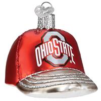 Ohio State Buckeyes Glass Christmas Ornament - Baseball Cap