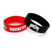 Ohio State Buckeyes Wide Rubber Wristband - 2 Pack