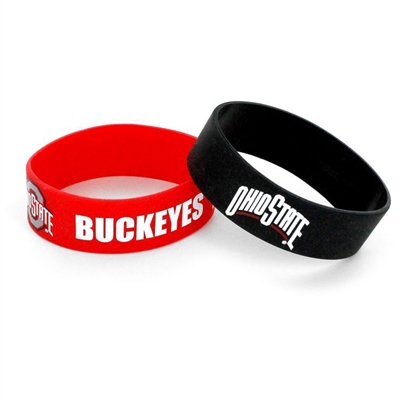 Ohio State Buckeyes Wide Rubber Wristband - 2 Pack