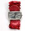 Geneva Sequin Band Fashion Watch - Red Sequins