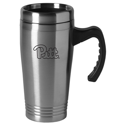 Pittsburgh Panthers Engraved 16oz Stainless Steel Travel Mug - Silver