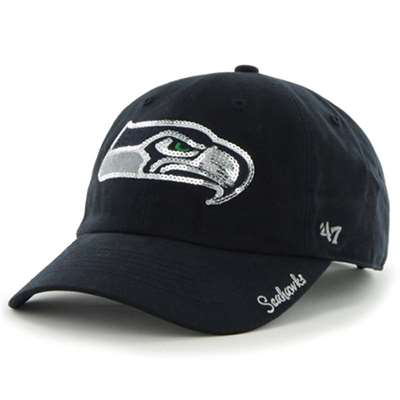 Seattle Seahawks '47 Brand Ladies Sparkle Slouch Hat - Navy