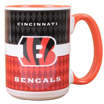 Cincinnati Bengals 15oz White Stripe Coffee Mug