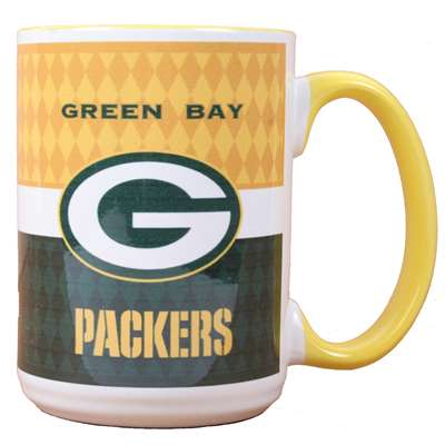 Green Bay Packers 15oz White Stripe Coffee Mug