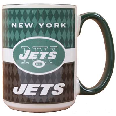New York Jets 15oz White Stripe Coffee Mug