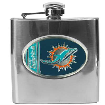 Miami Dolphins Stainless Steel Hip Flask