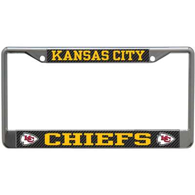 Kansas City Chiefs Metal License Plate Frame - Carbon Fiber