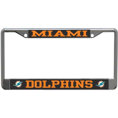 Miami Dolphins Metal License Plate Frame - Carbon Fiber